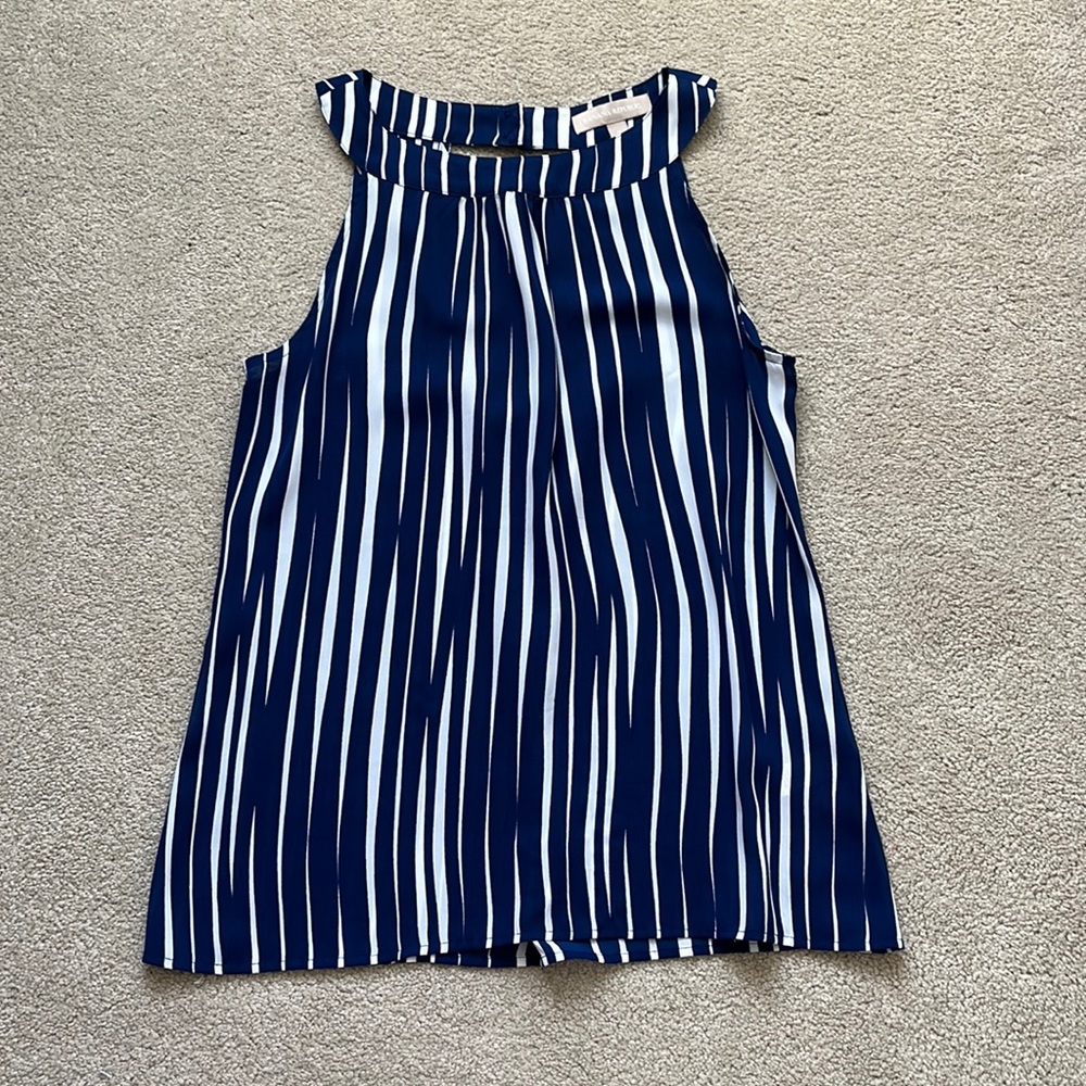 Women’s Banana Republic high neck tank top size 2, navy and white striped